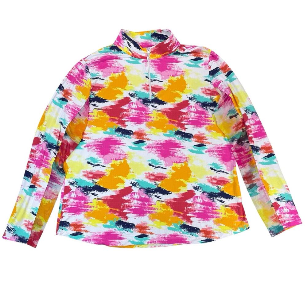 IBKUL MATILDA Long Sleeve 1/4 Zip Sun Shirt Sz 2XL UPF 50 Pickleball Golf Tennis